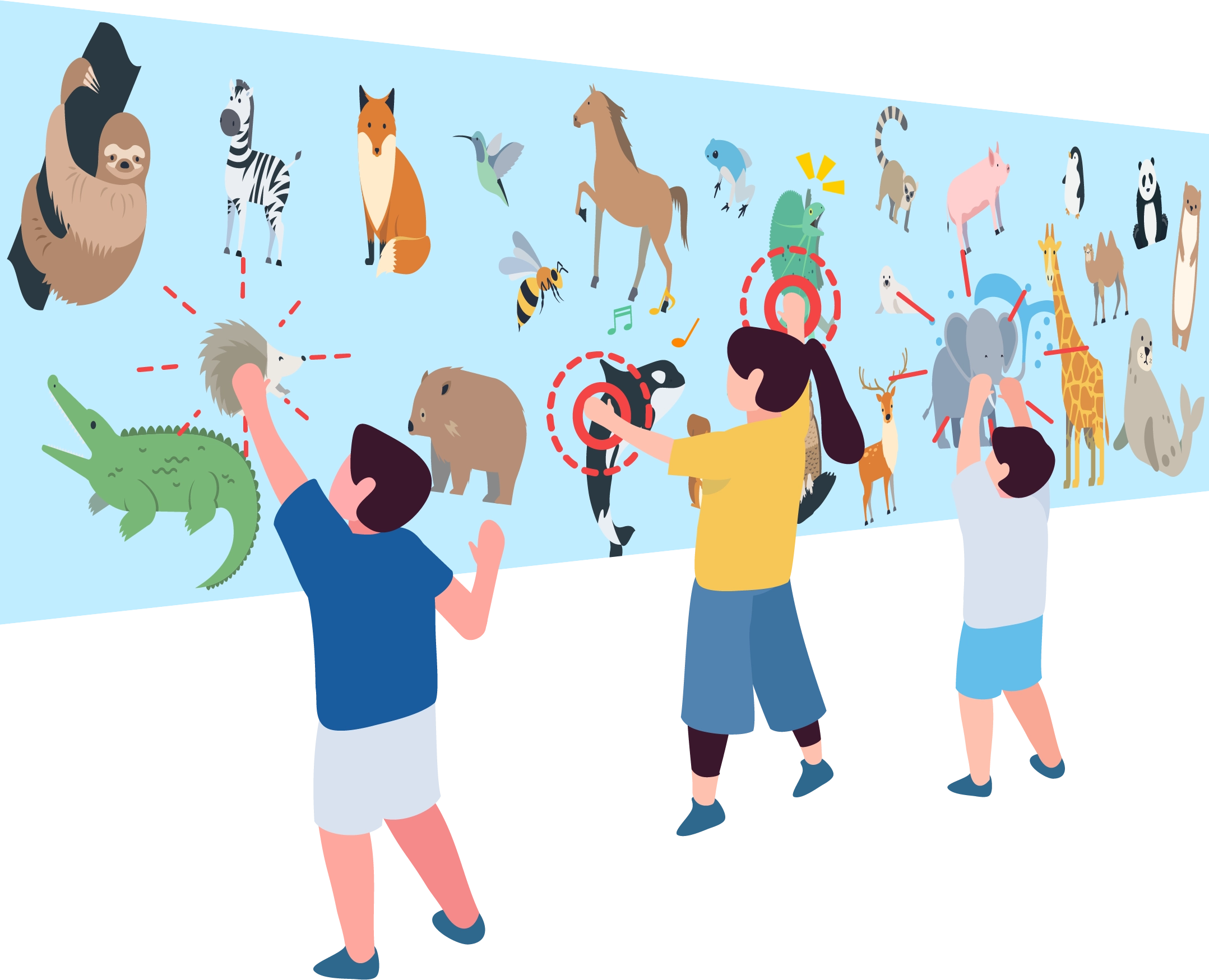 壁面をタッチするインタラクティブコンテンツイメージ