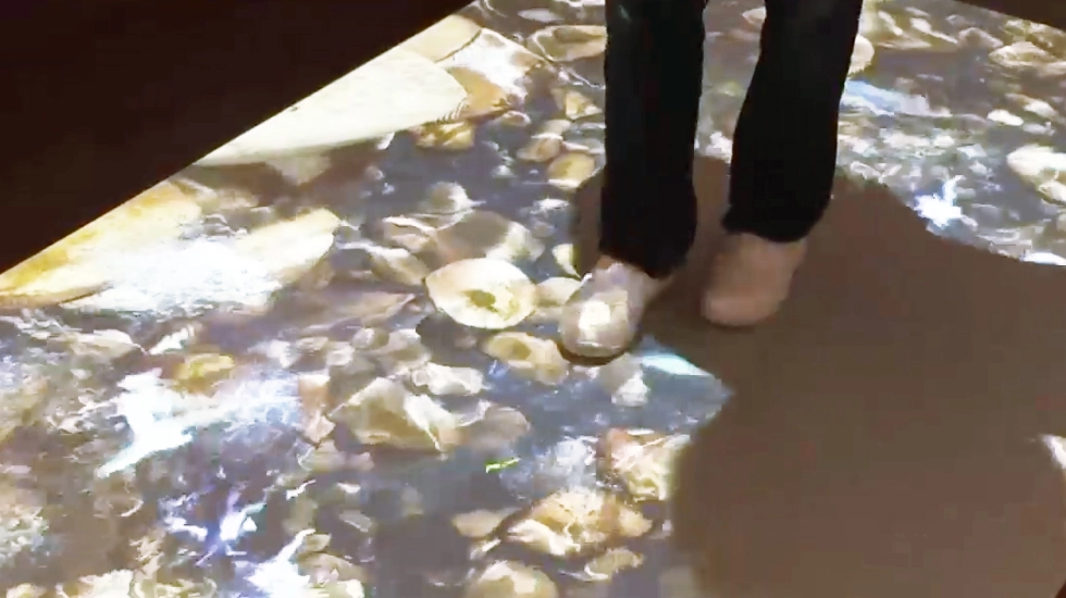 足元の川面が揺れることで自然を体験する