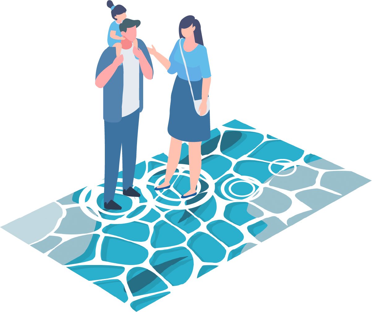 体験型展示。足元に波紋が広がる